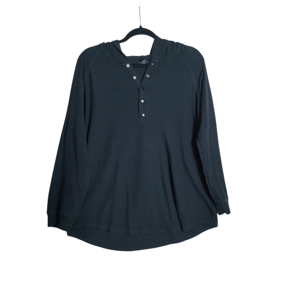Torrid Black Waffle Knit Henley Hoodie Long Sleeve Plus Size 3 3X